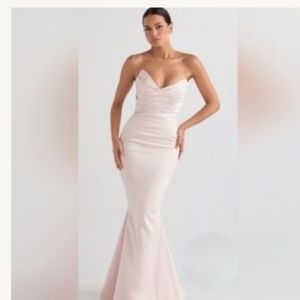 House of CB blush FLEUR satin gown size L